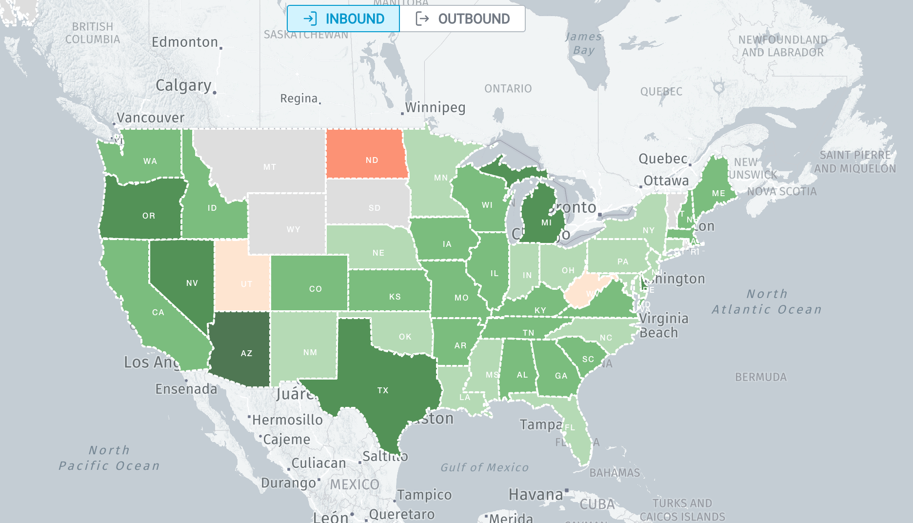 US Inbound Truck Movement Map