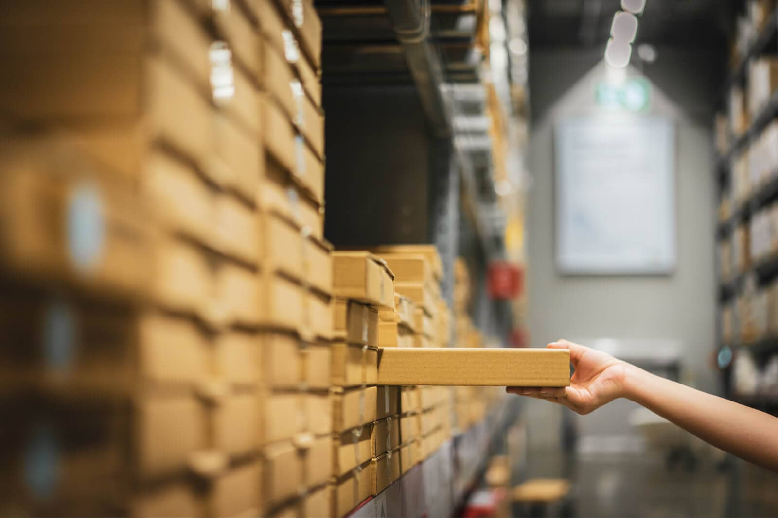 Box boxes of inventory in a warehouse