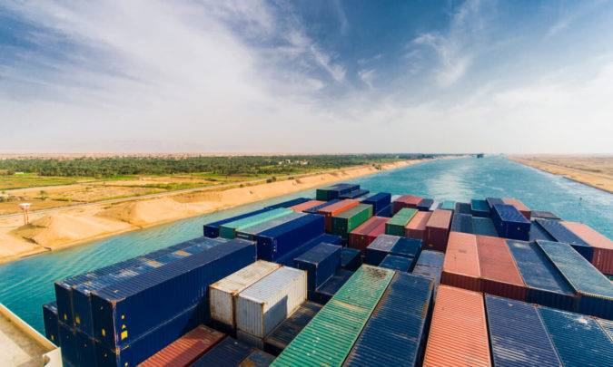 Ocean freight shipping disruption from Suez canal blockage