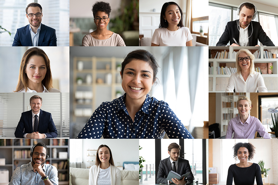 Externe medewerkers van over de hele wereld werken samen via videoconferentie