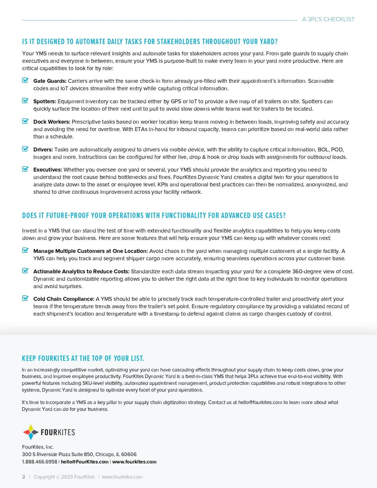 YMS Checklist Infographic on how to select a high-impact yard management system